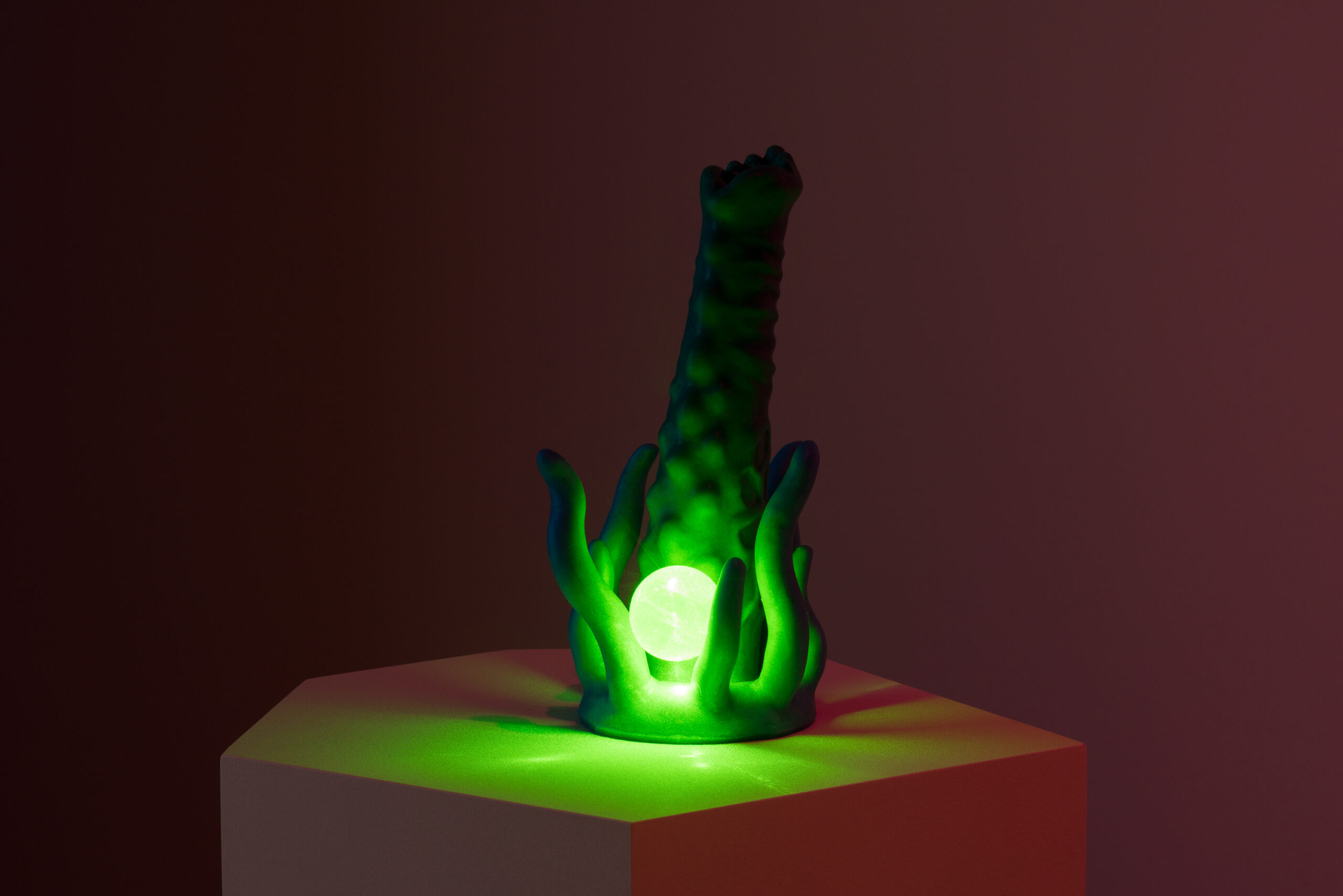 New Red Order, Les derniers des Lémuriens, vue de l’exposition présentée au Centre CLARK dans le cadre de MOMENTA 2021. Photo : Jean-Michael Seminaro